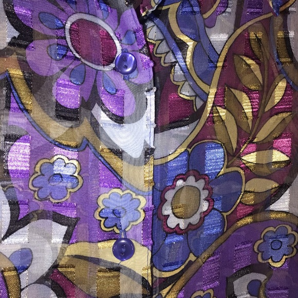 Vintage Semi Sheer Block Print Blouse - Picture 8 of 10